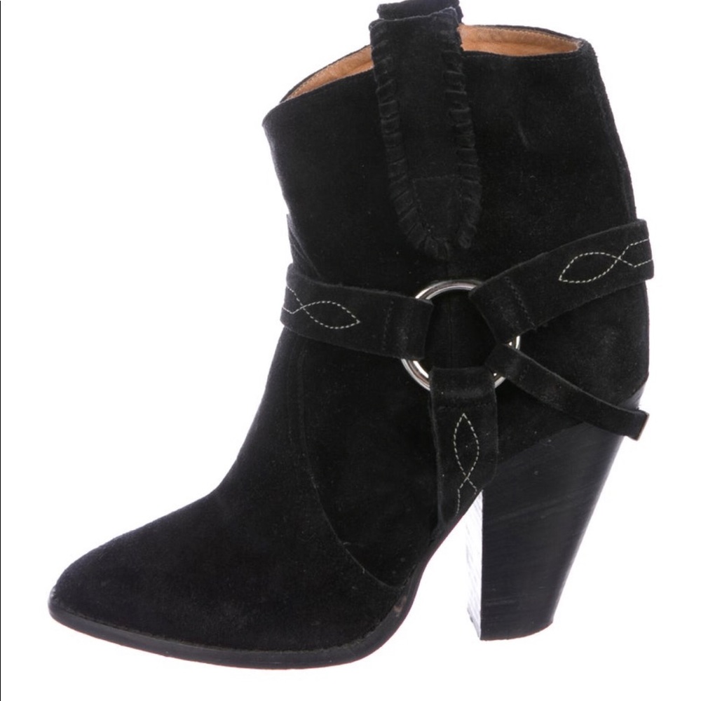 Isabel Marant black suede cowboy heeled boot 6/37